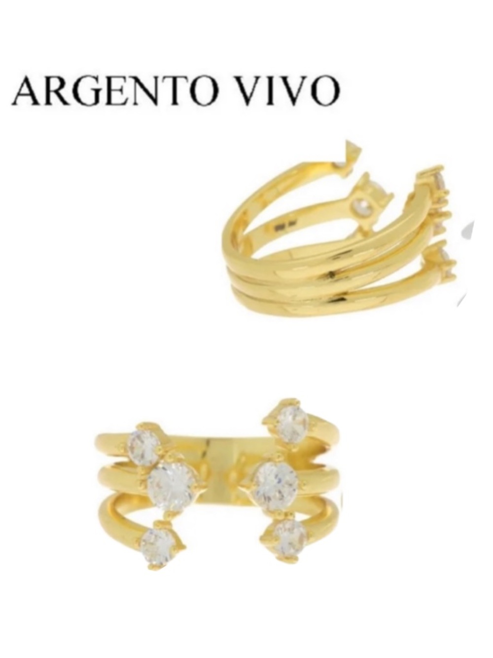 ARGENTINO VIVO Sterling Silver Open Cubic Zirconia Ring Sizes 8